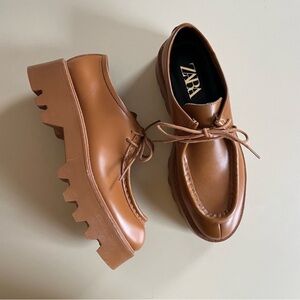 Zara Tan Chunky Sole Loafers